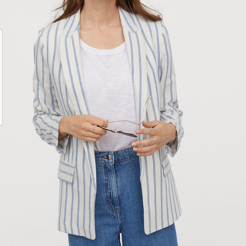 H&M striped blue white blazer
